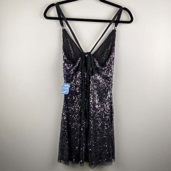 FREE PEOPLE Gold Rush Mini Dress in Black - Picture 5 of 11